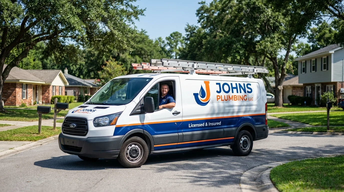 Johns Plumbing LLC service van in Bay Village, OH