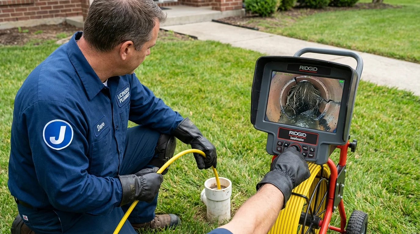 Sewer camera inspection being performed by Johns Plumbing LLC in Bay Village