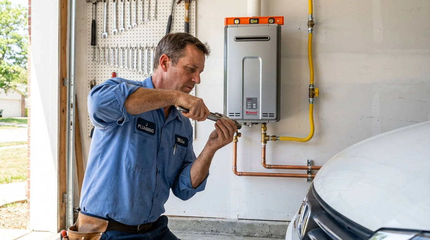 Tankless water heater installation by a Johns Plumbing LLC plumber in Bay Village